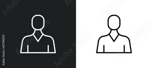 civilian line icon in white and black colors. civilian flat vector icon from civilian collection for web, mobile apps and ui.