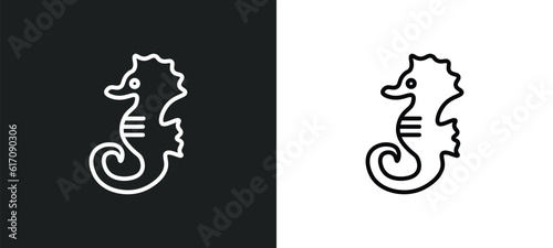 sea horse line icon in white and black colors. sea horse flat vector icon from sea horse collection for web, mobile apps and ui.