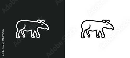 tapir line icon in white and black colors. tapir flat vector icon from tapir collection for web, mobile apps and ui.