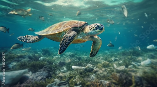 Ocean Conservation to combat plastic pollution or protect marine. AI generated © PandaStockArt
