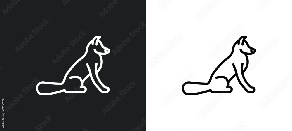 fox sitting line icon in white and black colors. fox sitting flat vector icon from fox sitting collection for web, mobile apps and ui. fox sitting line icon in white and black colors. fox sitting flat vector icon from fox sitting collection for web, mobile apps and ui.