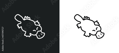 platypus line icon in white and black colors. platypus flat vector icon from platypus collection for web, mobile apps and ui.