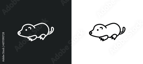 mole line icon in white and black colors. mole flat vector icon from mole collection for web, mobile apps and ui.