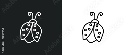 ladybug line icon in white and black colors. ladybug flat vector icon from ladybug collection for web, mobile apps and ui.