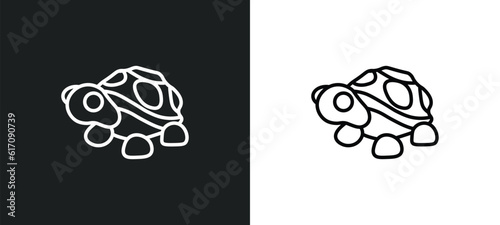 turtle line icon in white and black colors. turtle flat vector icon from turtle collection for web, mobile apps and ui.