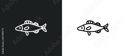 zander line icon in white and black colors. zander flat vector icon from zander collection for web, mobile apps and ui.