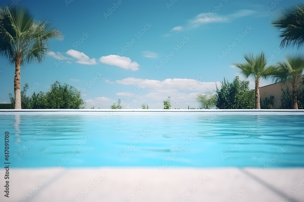 Naklejka premium Luxurious Poolside at the Hotel - Generative AI