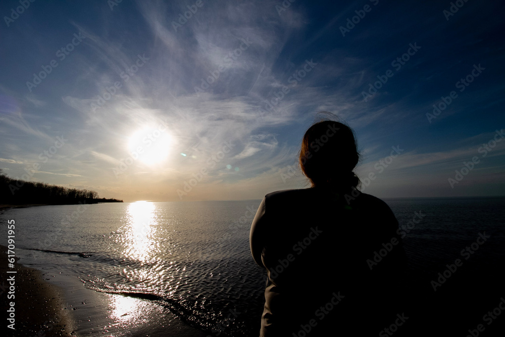 person watching sunset