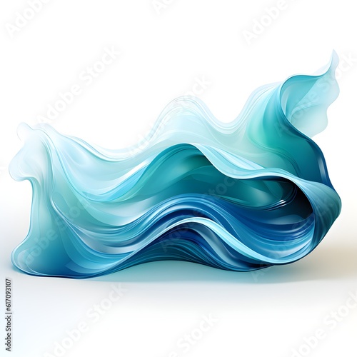 Minimalist Vector Illustration, Stylized Abstract Water Waves, Blue to Turquoise Gradient, Smooth Curved Lines, Generative AI, Generative, KI