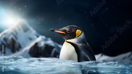 Closeup portrait of an elegant emperor penguin. AI generated