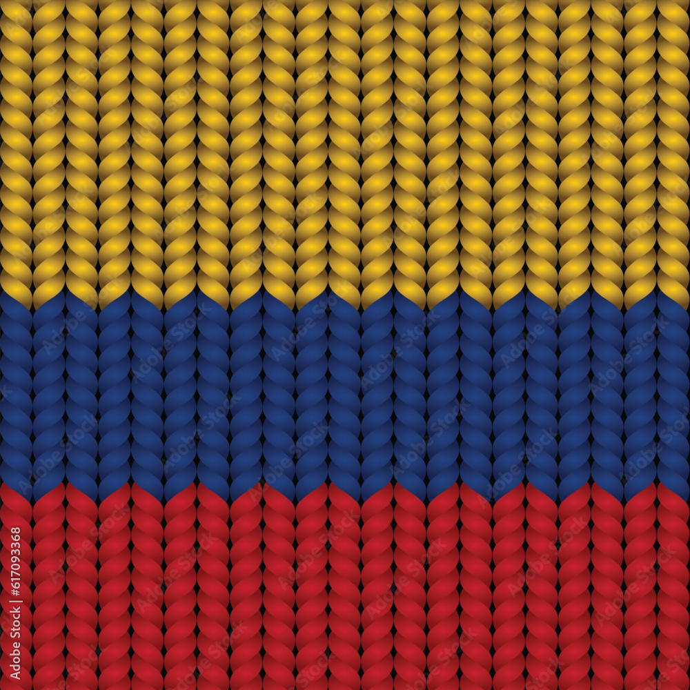 Fototapeta premium Flag of Colombia on a braided rop.