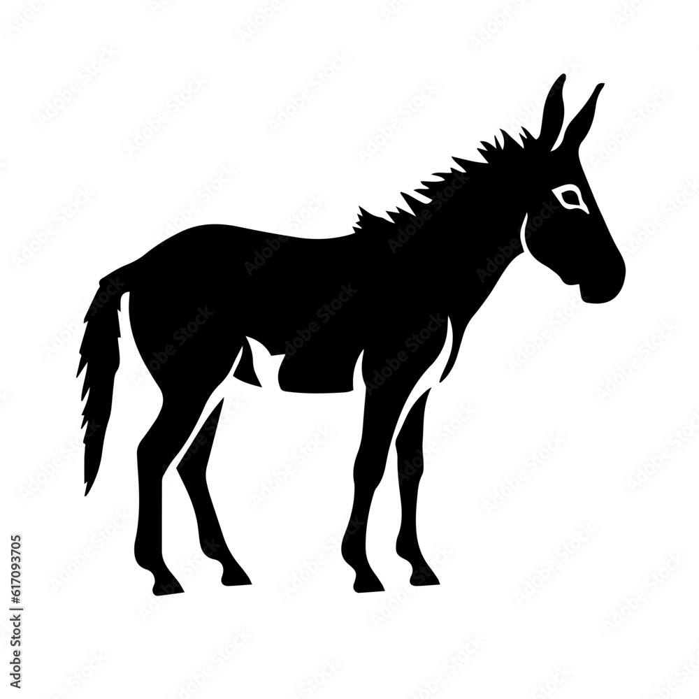 Donkey silhouette illustration, logo icon
