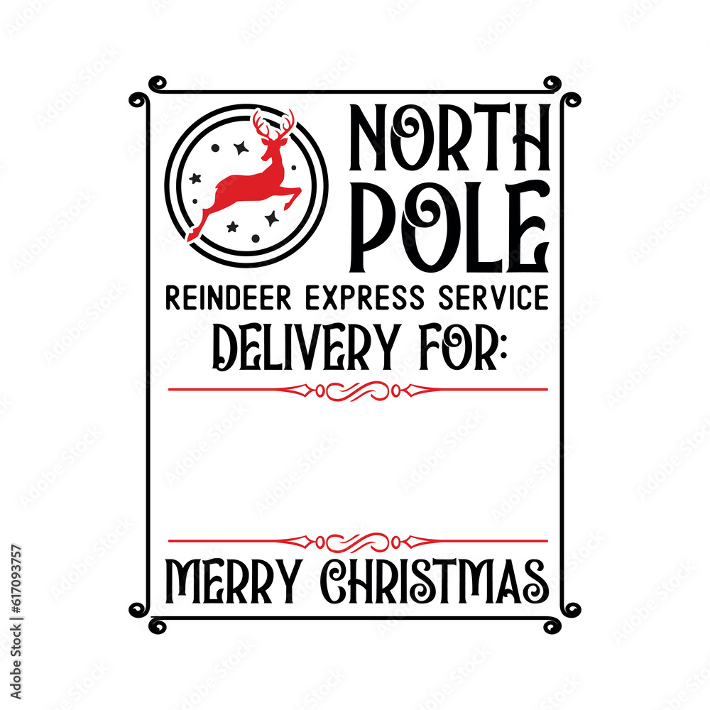 Fototapeta premium Santa sack design for crafting decorations, cards, poster. special delivery from the north pole
