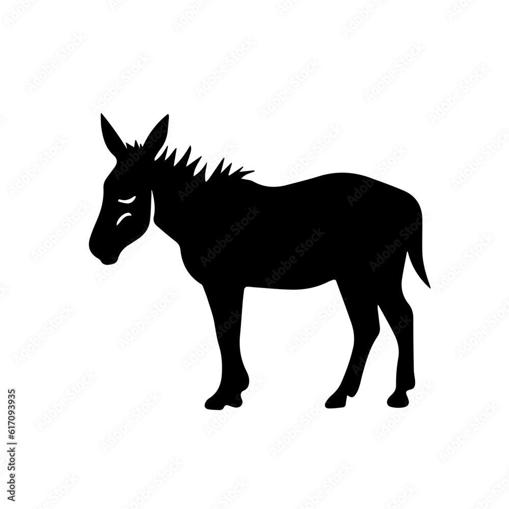 Donkey silhouette illustration, logo icon