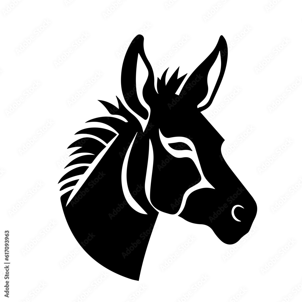 Donkey silhouette illustration, logo icon Donkey silhouette illustration, logo icon