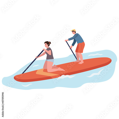 Rowing Boat Outdoor Adventure Color 2D Illustrations