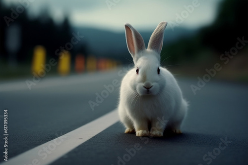 Generative AI. a hare on the road