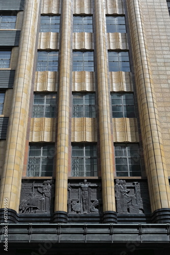 Facade of Art-Deco building on Pitt Street, Central Business District. Sydney-Australia-717
