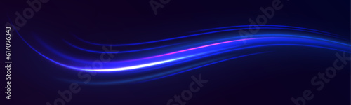 Abstract technology light lines background 3d. Glitter blue wave light effect. Magic golden luminous glow design. Neon motion glowing wavy lines. Vector illustration. 