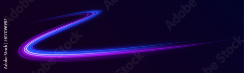 Abstract technology light lines background 3d. Glitter blue wave light effect. Magic golden luminous glow design. Neon motion glowing wavy lines. Vector illustration.	