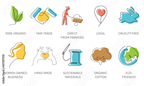 Sustainable business icon vector in one line