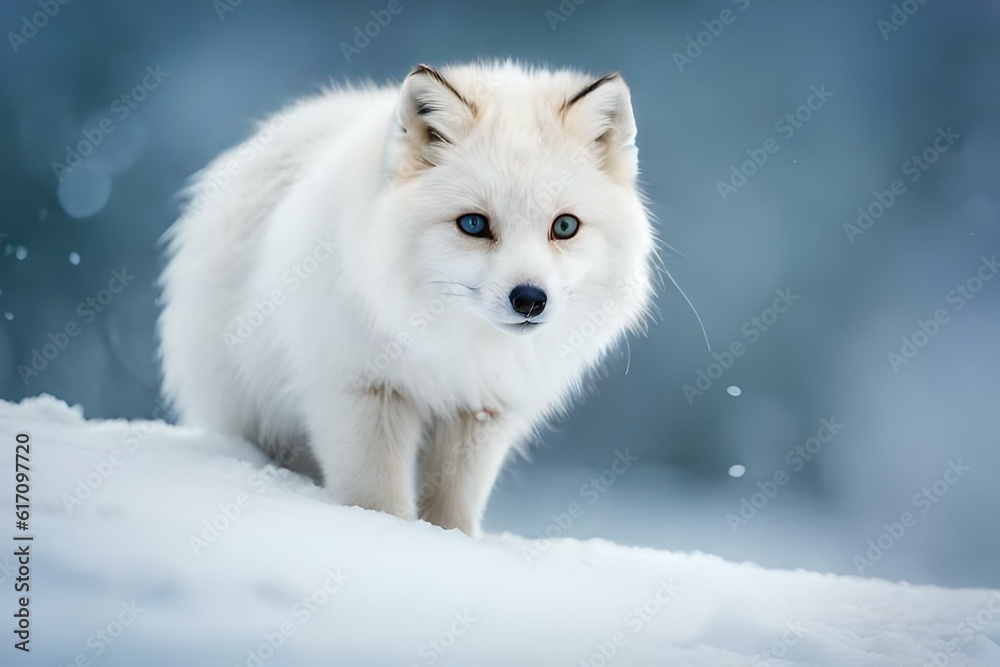 white fox in the snow