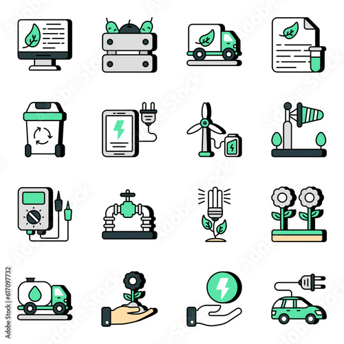 Pack of Nature and Ecology Flat Icons


