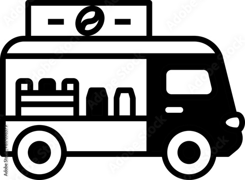 Coffee Shop Coffee Van icon stlye design elements for decoration.