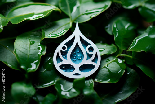 A paper-cut water droplet inside a recycling symbol, emphasizing the need for water conservation and responsible usage. Generative AI Art Illustration	
