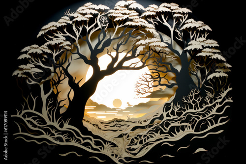 Guardian of the Earth: A Paper-Cut Image of a Hand Protecting Our Fragile Planet. Generative AI Art Illustration	