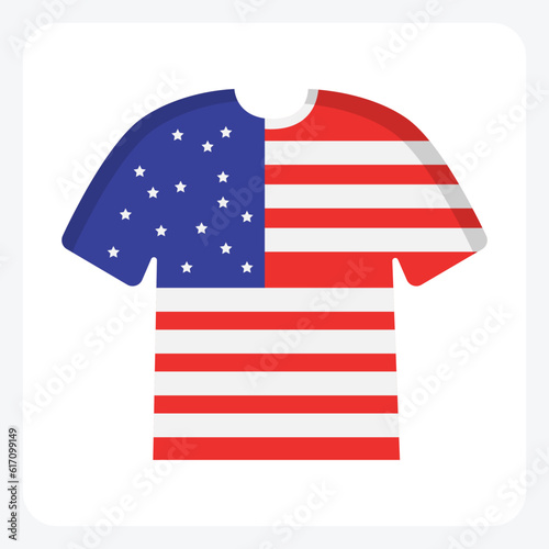 USA Shirt Icon in Flat Design

