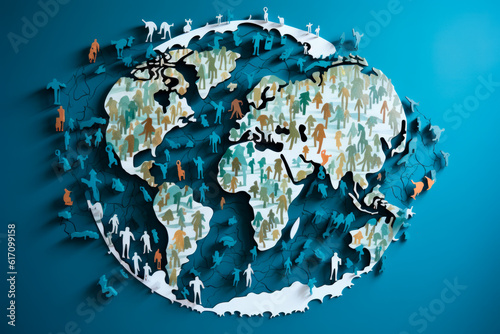 A paper-cut image of interconnected puzzle pieces forming the Earth, representing the collective responsibility to safeguard our planet. Generative AI Art Illustration	