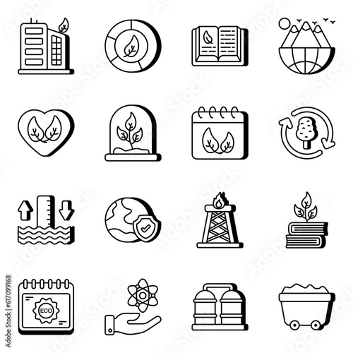 Pack of Nature and Agriculture Linear Icons

