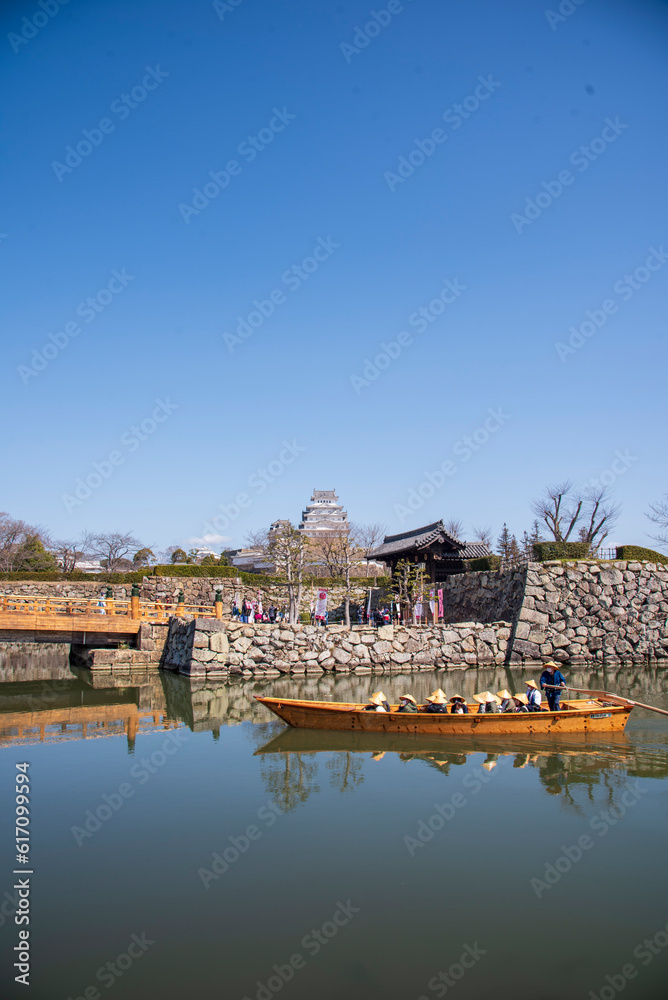 A boat on a lake in Himeji, Japan