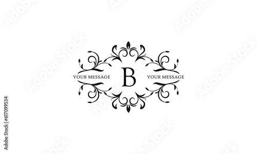 Calligraphic elegant initial B logo design. Emblem for royalty, business card, boutique, hotel, restaurant, cafe, jewelry.