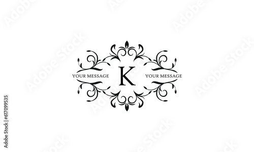 Calligraphic elegant initial K logo design. Emblem for royalty, business card, boutique, hotel, restaurant, cafe, jewelry.
