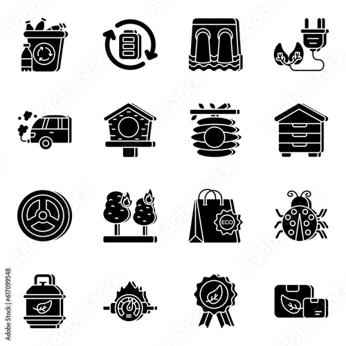 Pack of Nature and Plant Solid Icons

