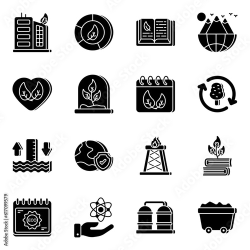 Pack of Nature and Agriculture Solid Icons

