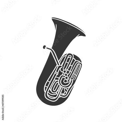 Tuba Icon Silhouette Illustration. Music Instrument Vector Graphic Pictogram Symbol Clip Art. Doodle Sketch Black Sign.