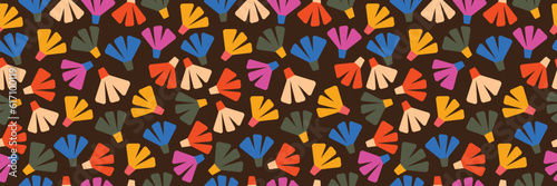 Hand Drawn combination Color Floral Seamless Pattern.