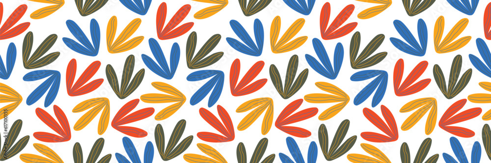 Hand Drawn Coral Seamless Colorful Pattern Design.