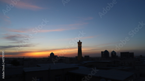 evening view of bukhara city in uzbekistan