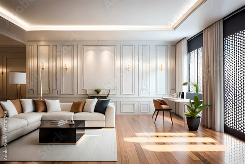 modern living room with fireplace interior design and examples of rooms AI generated