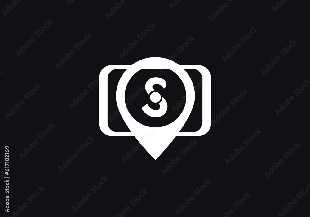 Fototapeta premium Location Track sign. Location tracker logo. Location symbol on phone tab with letter vector