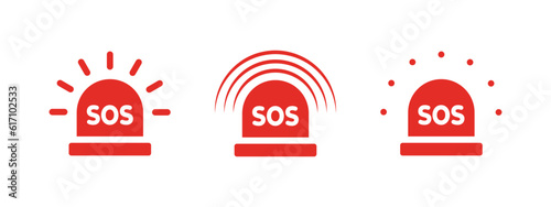 SOS Emergency icons set. Flashing SOS icon. Vector scalable graphics