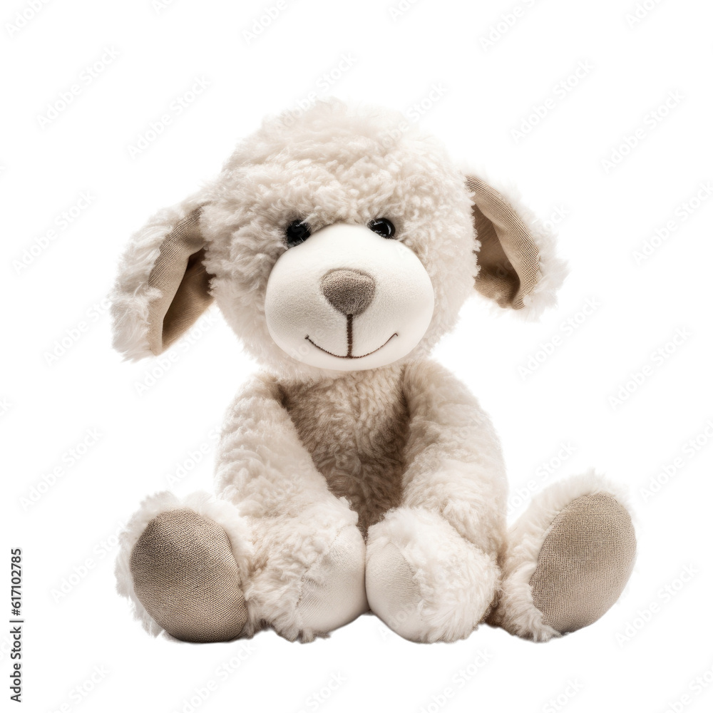 Cute white sheep stuffed animal isolated on a transparent background Cute white sheep stuffed animal isolated on a transparent background