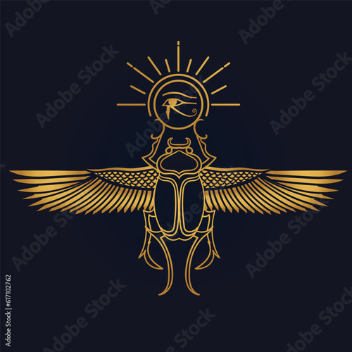  Egyptian Scarab and Holy Egyptian eye of horus with wings