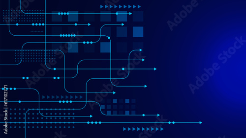 Abstract geometric with connecting dots and lines. Big data visualization, network connection and digital communication technology background.