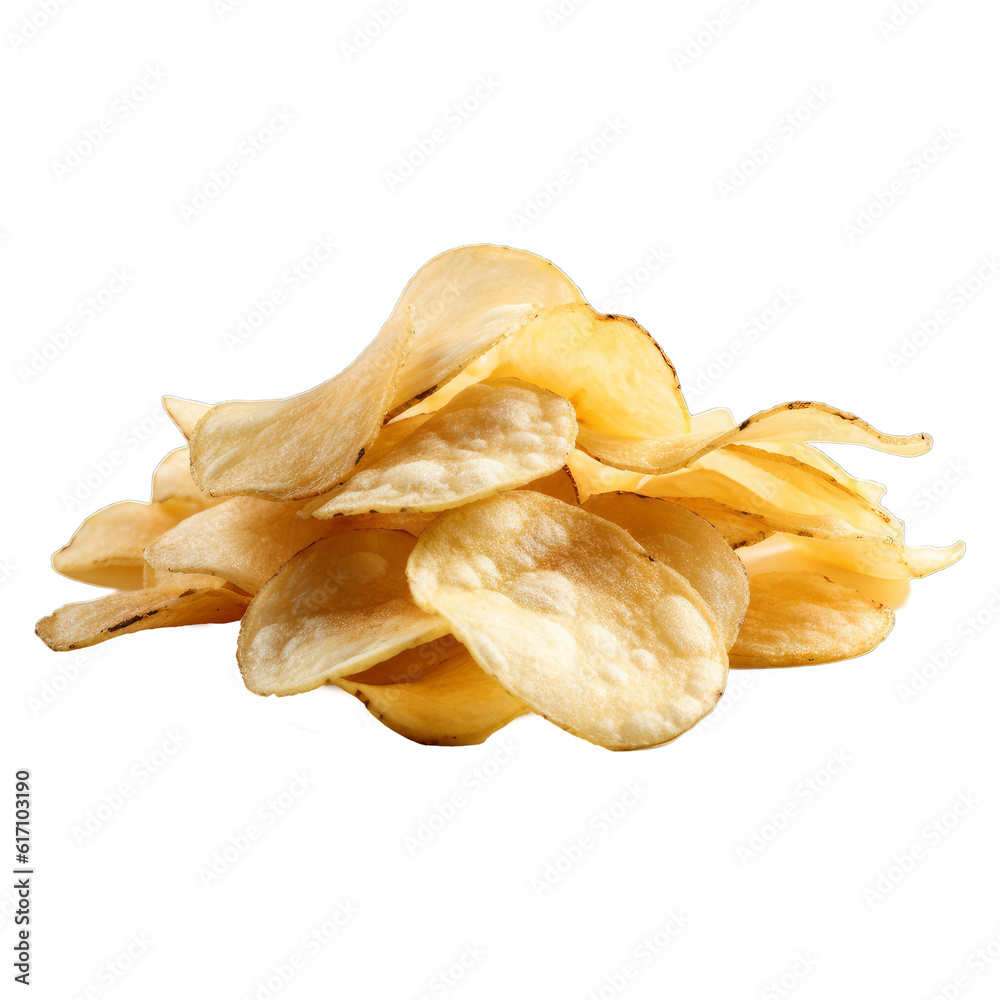 Heap of / Pile of delicious chips isolated on a transparent background Heap of / Pile of delicious chips isolated on a transparent background