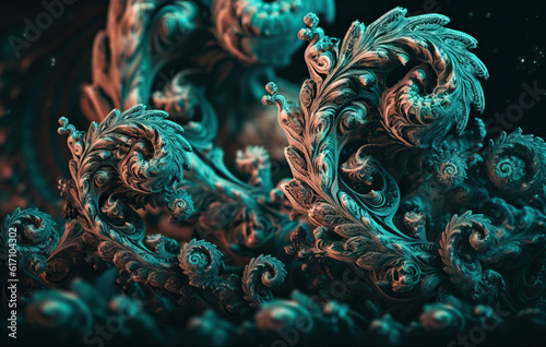 Ornate metal abstract pattern background created with Generative AI technology